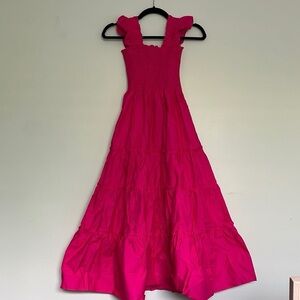 Girls Hot Pink Maxi Sundress with Ruffle Straps
